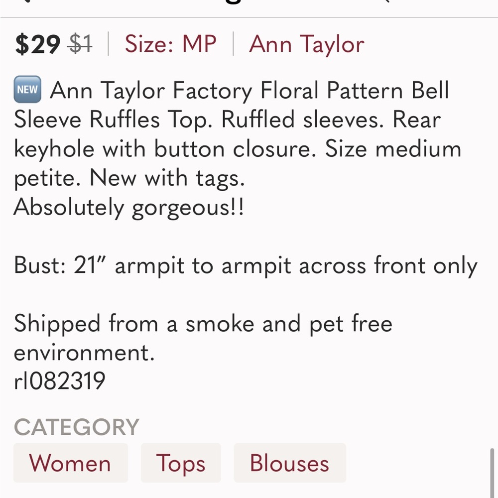 ๐ป ๐ Ann Taylor Floral Pattern Bell Sleeve Ruffle - Picture 2 of 9